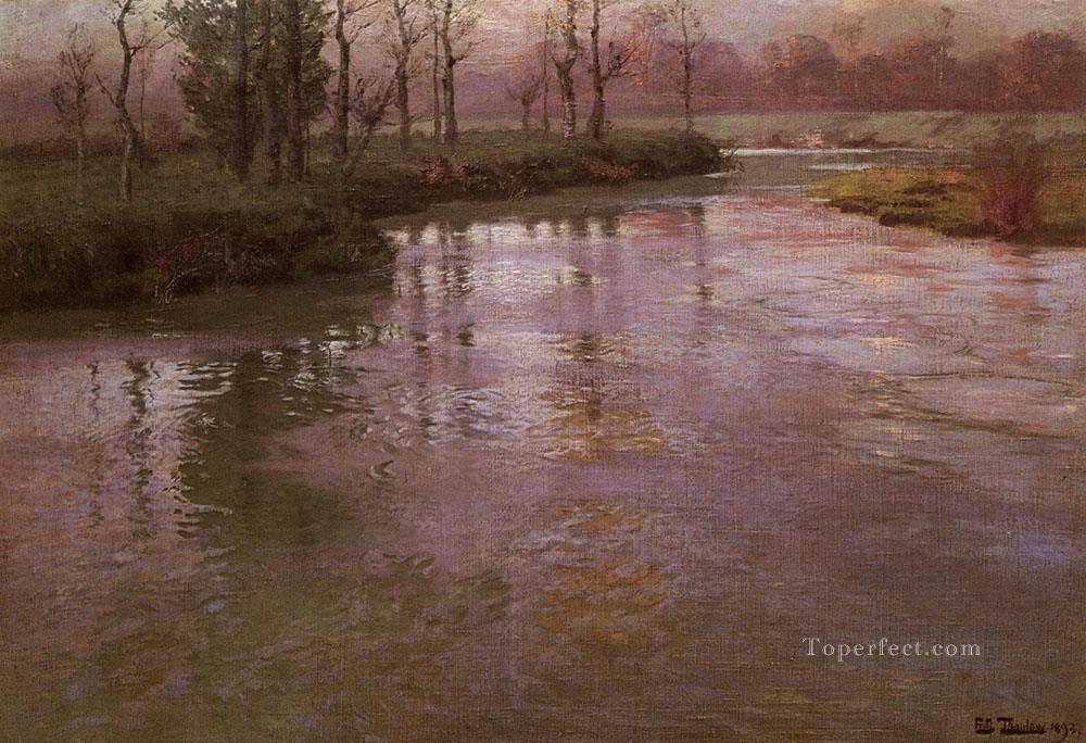 On The French River Norwegian Frits Thaulow Oil Paintings